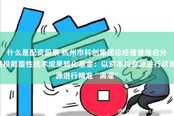 什么是配资股票 杭州市科创集团总经理曾维启分享杭州高投颠覆性技术成果转化基金：以资本和资源进行精准“滴灌”