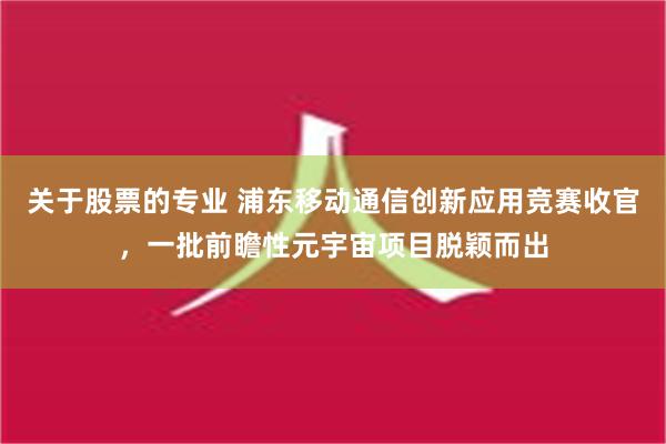 关于股票的专业 浦东移动通信创新应用竞赛收官，一批前瞻性元宇宙项目脱颖而出