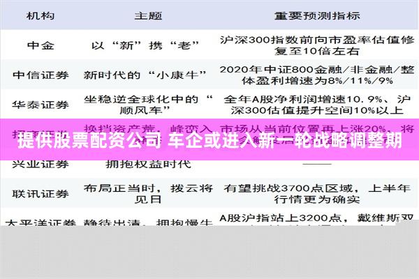 提供股票配资公司 车企或进入新一轮战略调整期